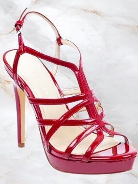 Red Caged Platform Dress Sandals Jaslyn Marc Fisher